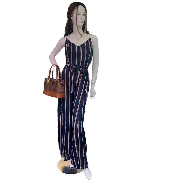 Thread Story Jumpsuit W/Over Lap Pant Leg,Woman’s Size L, Front Tie Up Belt, NWT - Picture 10 of 12